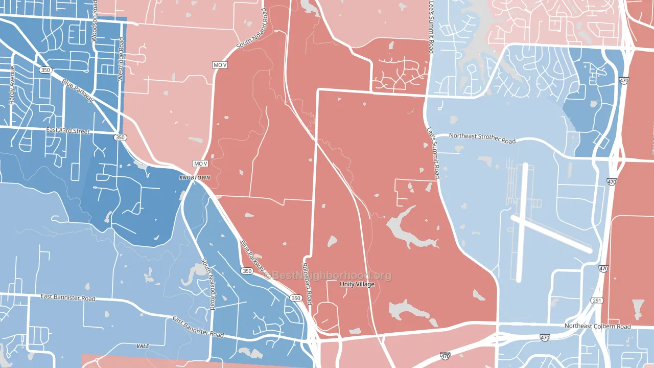 64139, MO block-group political-lean map
