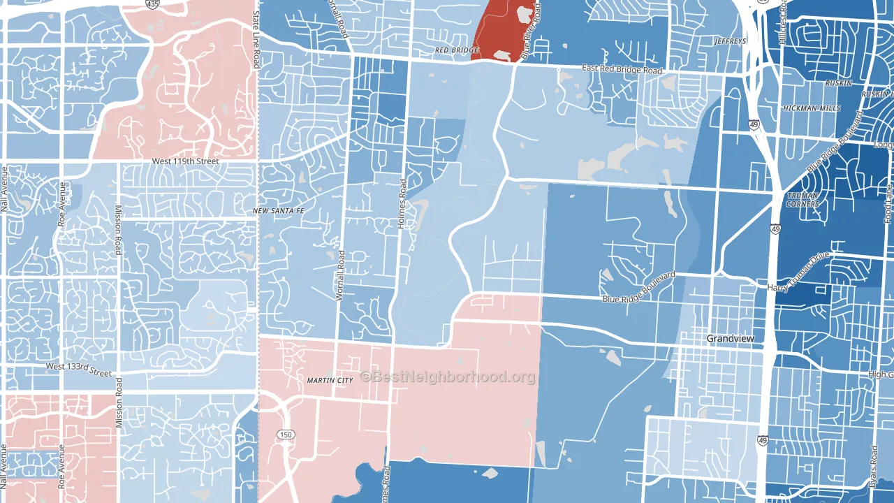 64146, MO block-group political-lean map