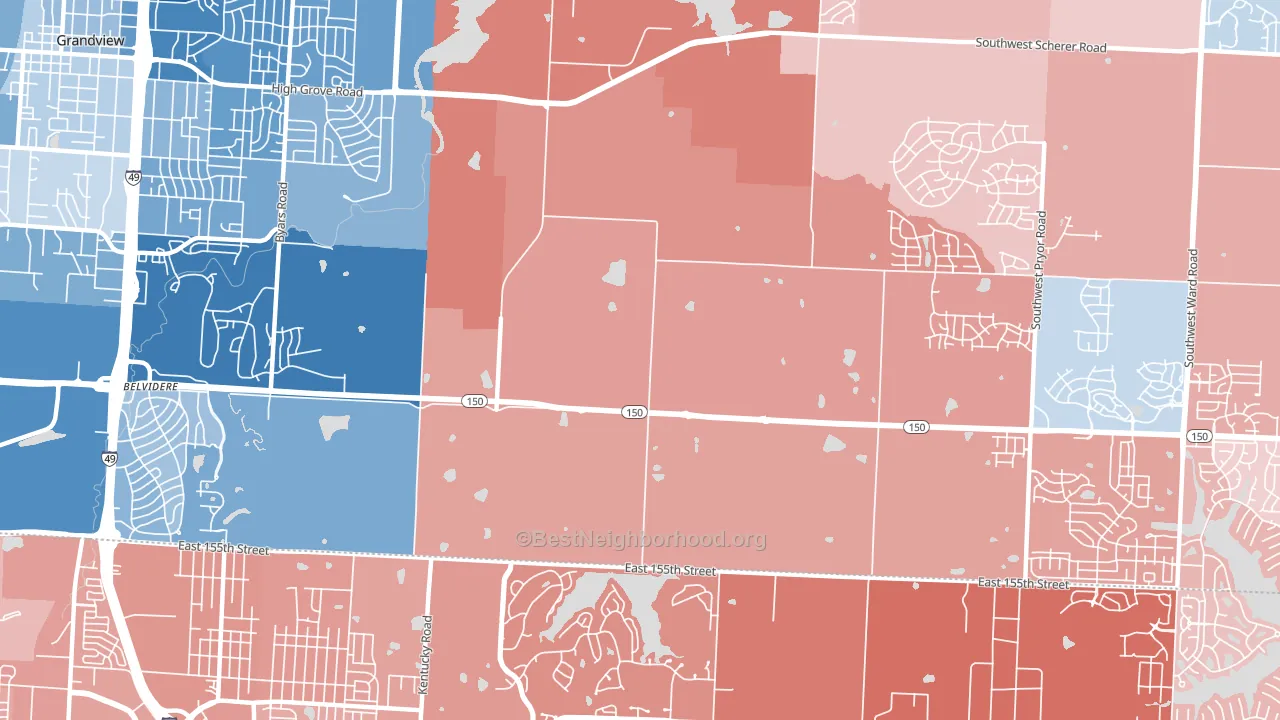 64149, MO block-group political-lean map