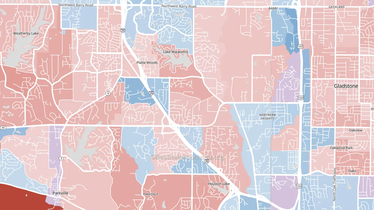 64151, MO block-group political-lean map