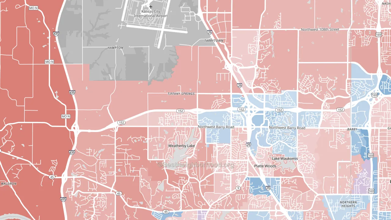 64153, MO block-group political-lean map