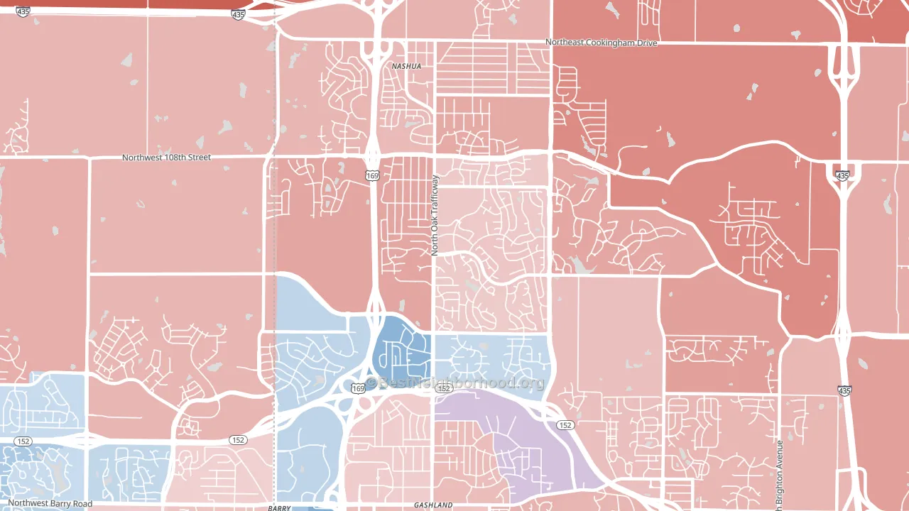 64155, MO block-group political-lean map