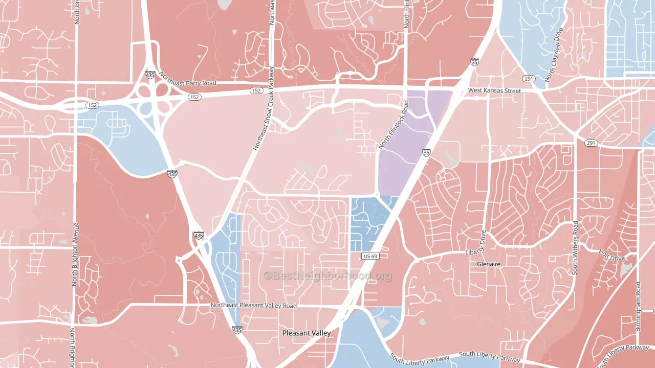 64158, MO block-group political-lean map