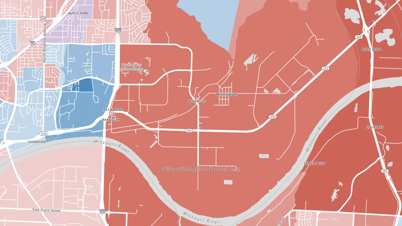 64161, MO block-group political-lean map
