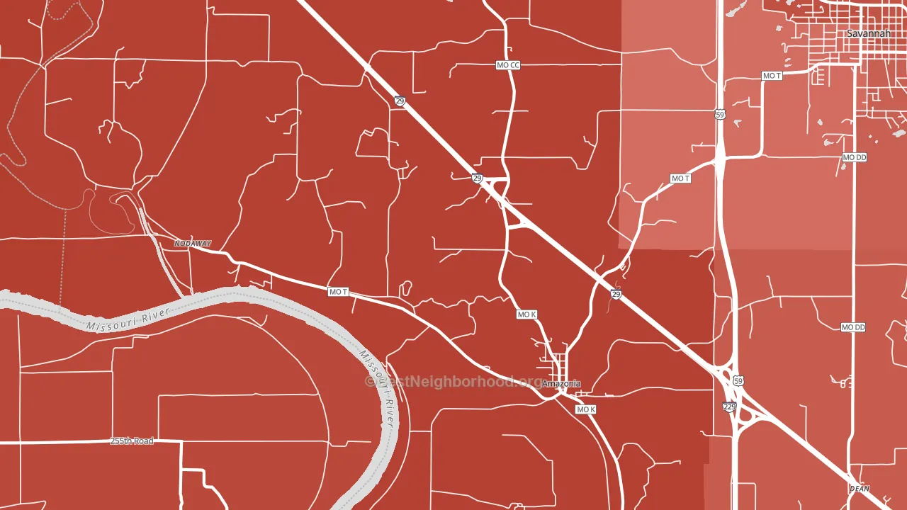 64421, MO block-group political-lean map