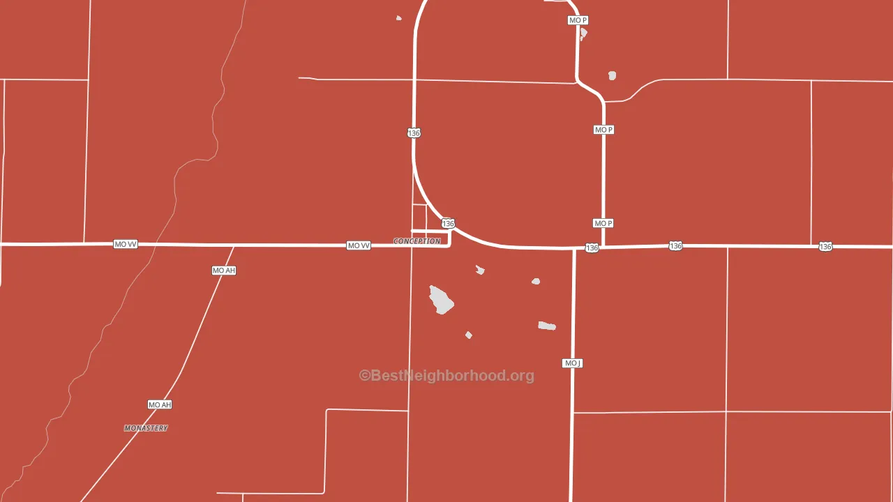 64433, MO block-group political-lean map