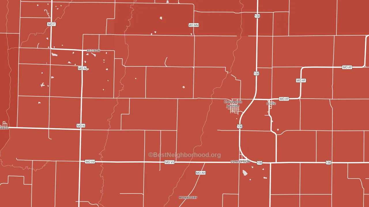 64434, MO block-group political-lean map