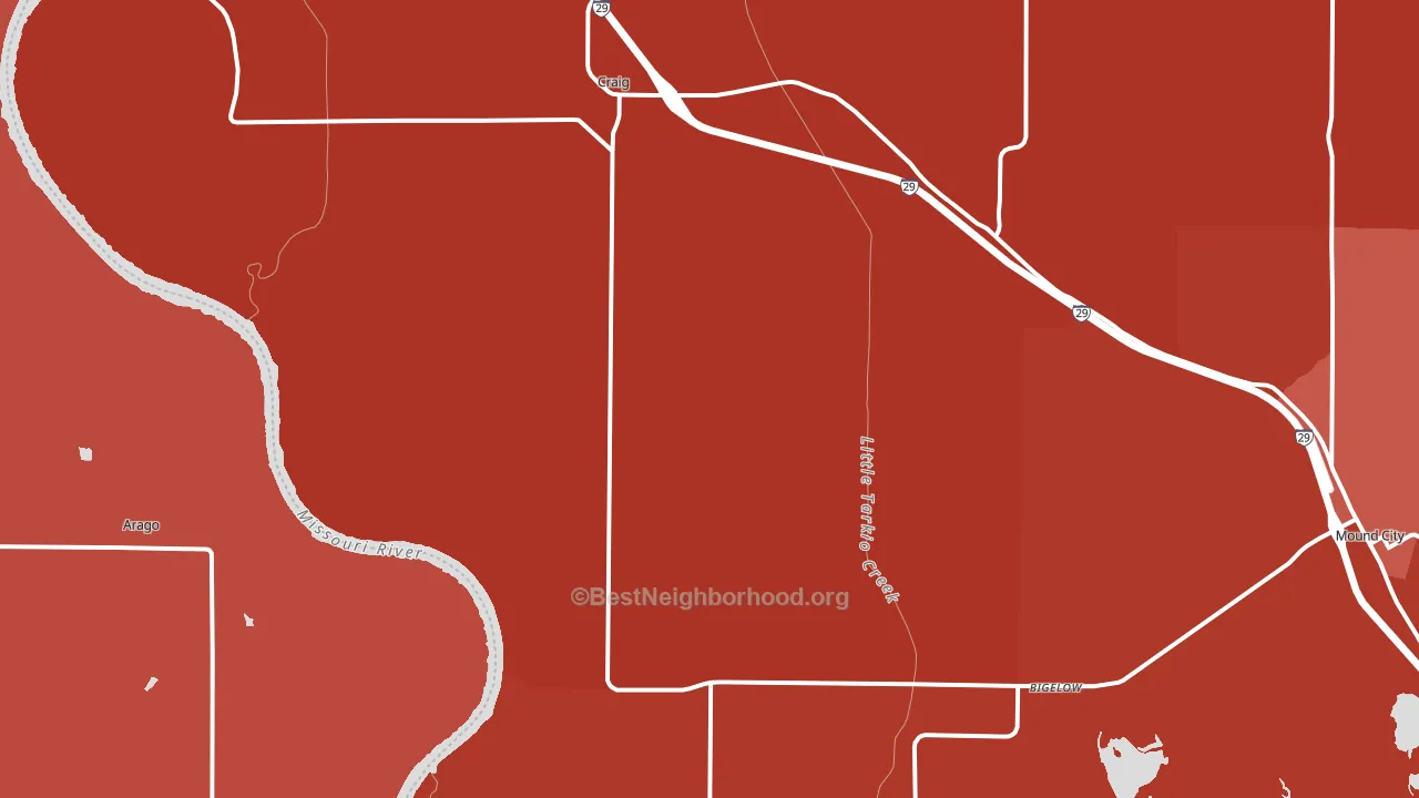 64437, MO block-group political-lean map