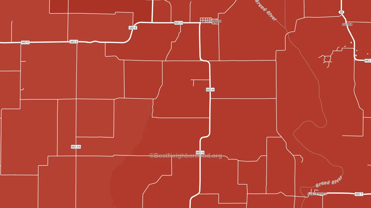 64438, MO block-group political-lean map