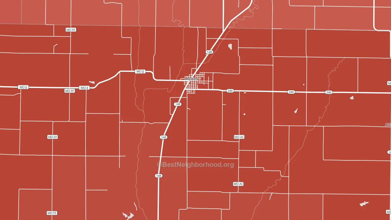 64461, MO block-group political-lean map