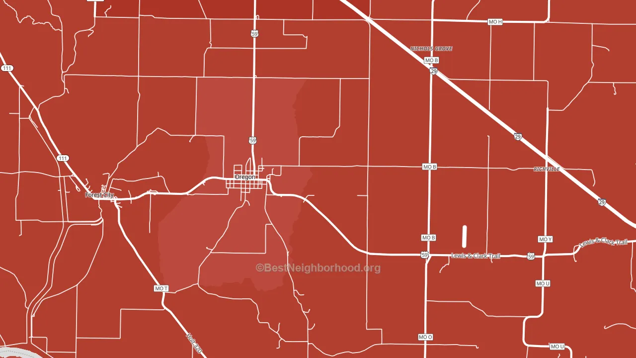 64473, MO block-group political-lean map