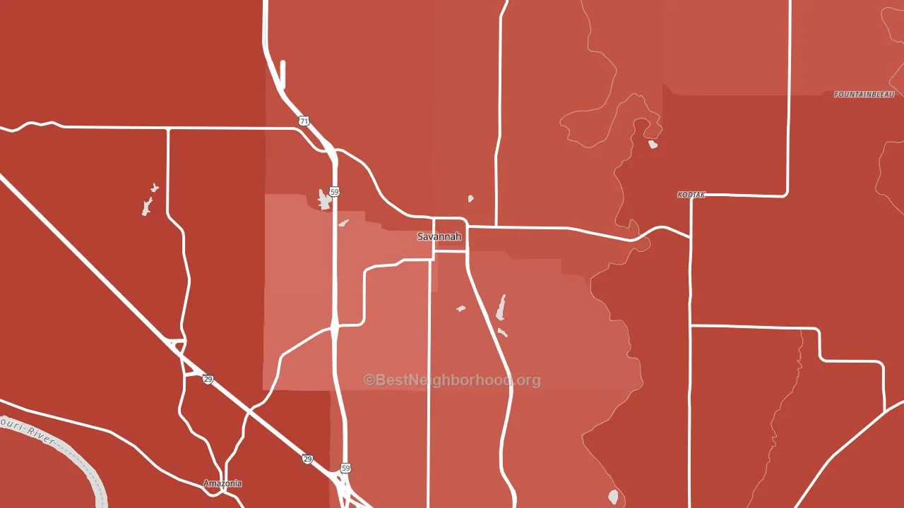 64485, MO block-group political-lean map