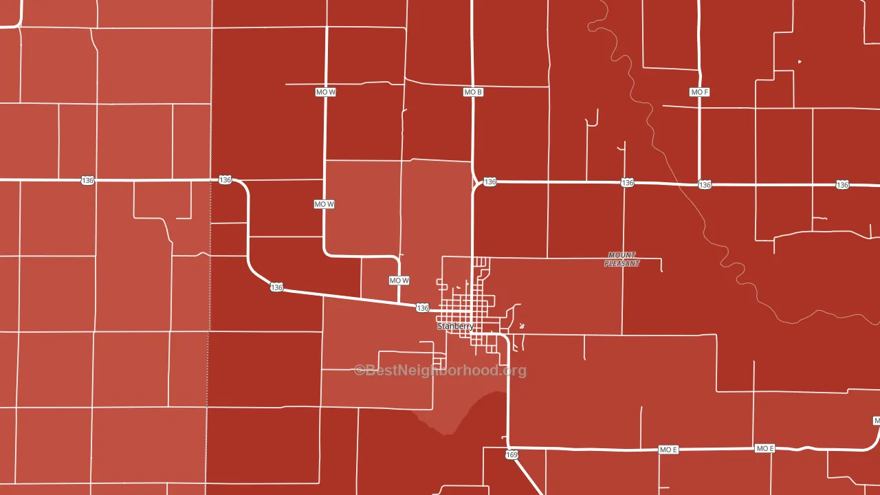64489, MO block-group political-lean map