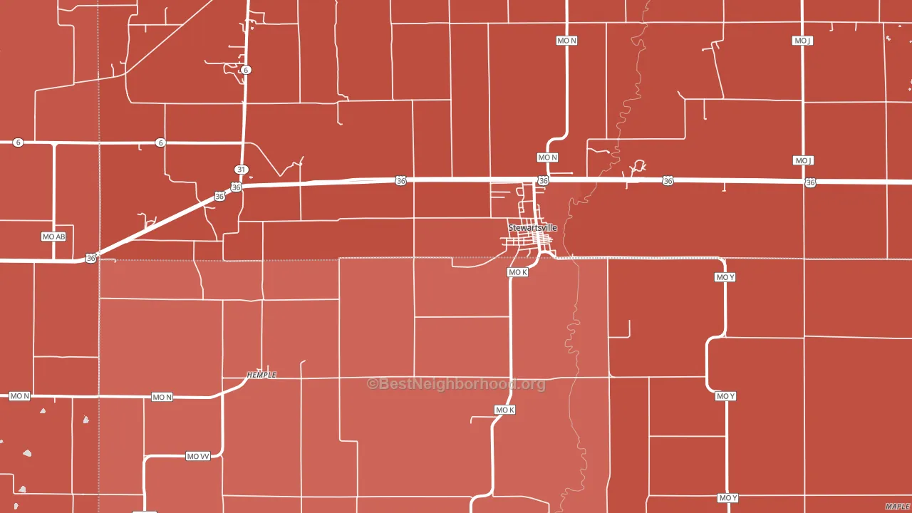64490, MO block-group political-lean map