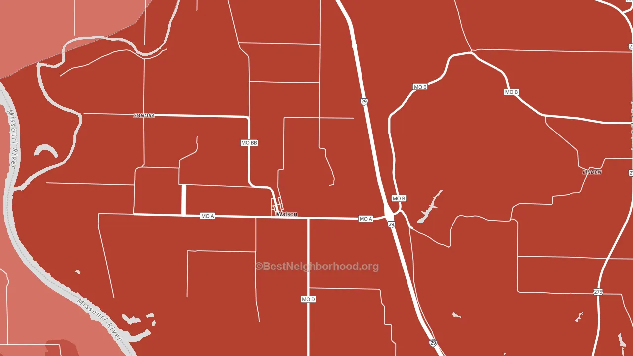 64496, MO block-group political-lean map