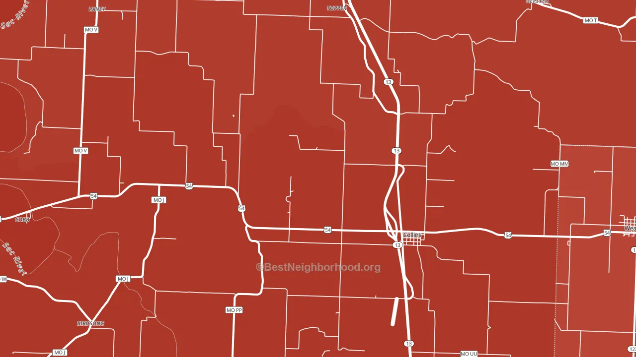 64738, MO block-group political-lean map