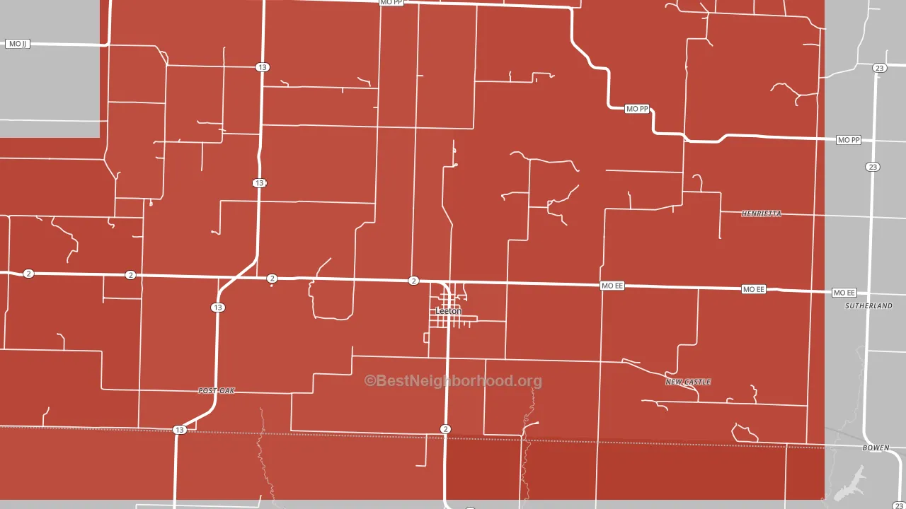 64761, MO block-group political-lean map