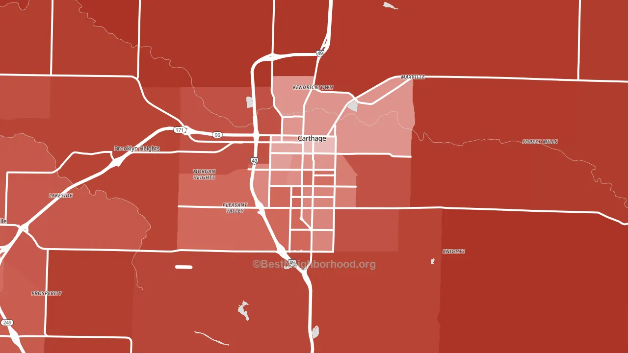 64836, MO block-group political-lean map