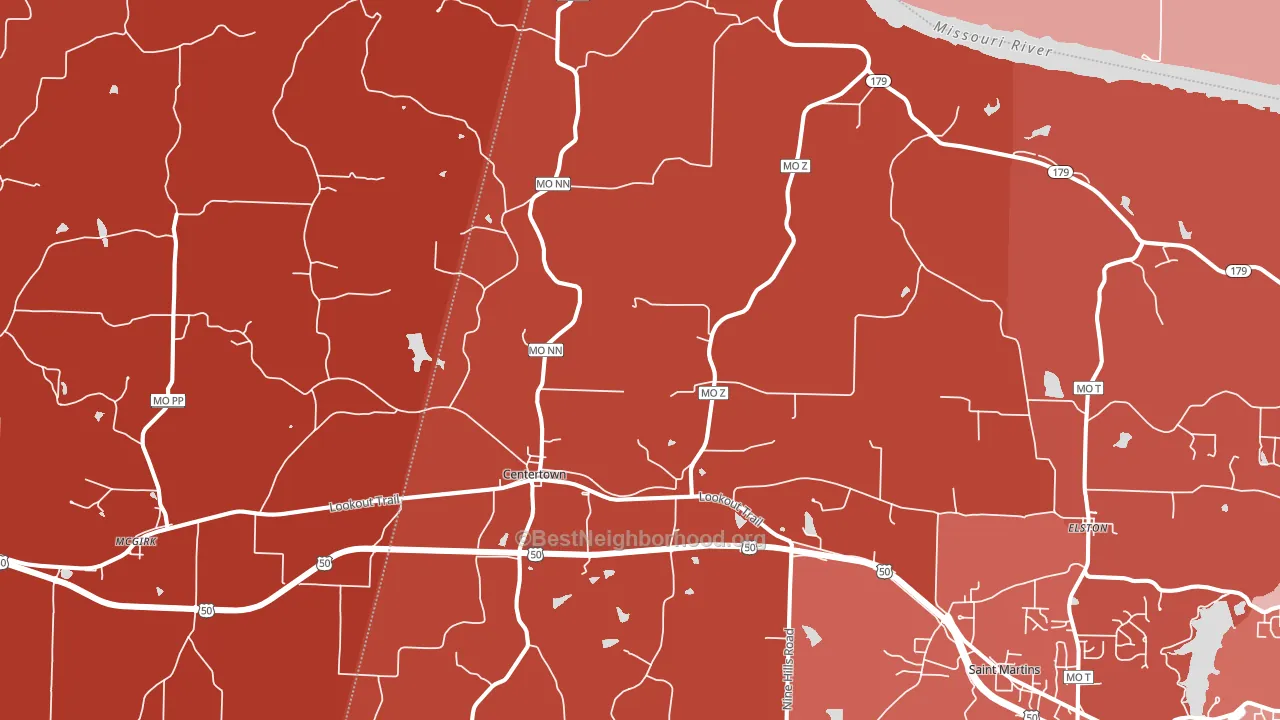 65023, MO block-group political-lean map