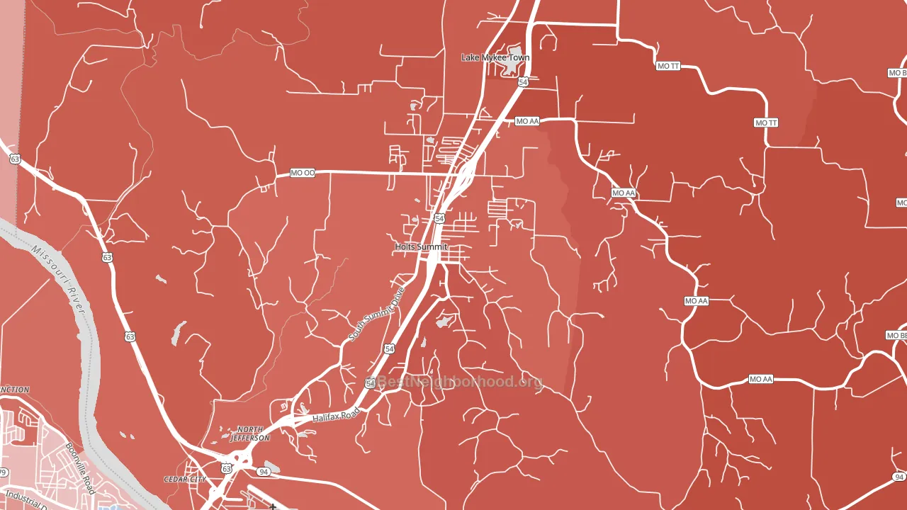 65043, MO block-group political-lean map