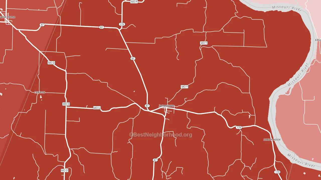 65046, MO block-group political-lean map