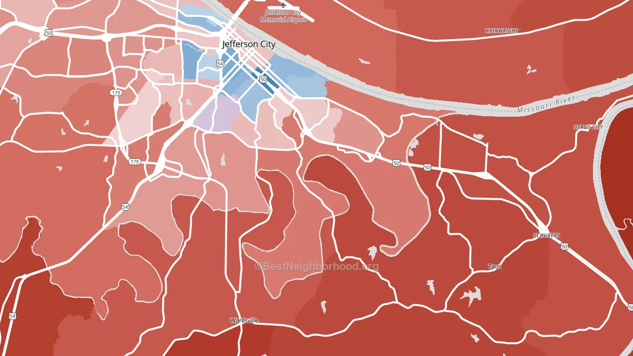 65101, MO block-group political-lean map