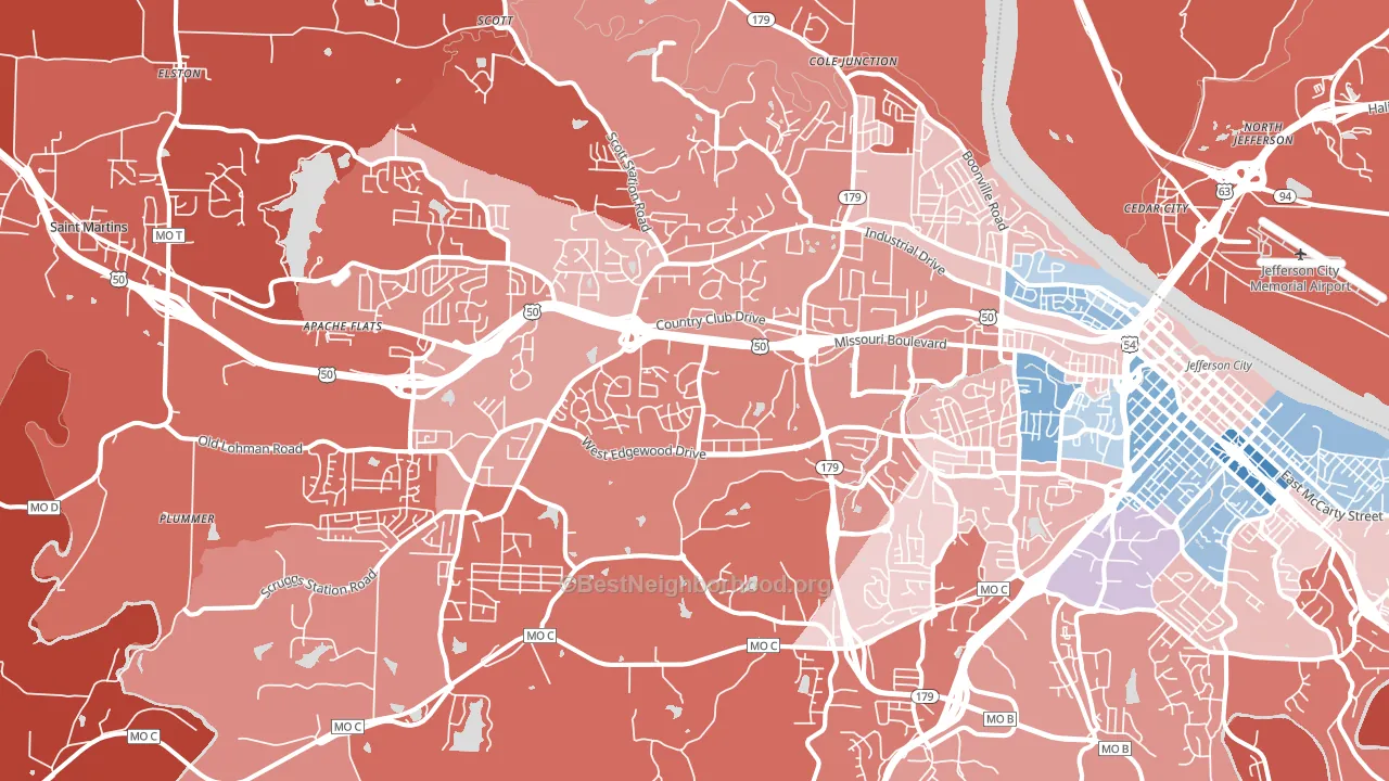 65109, MO block-group political-lean map