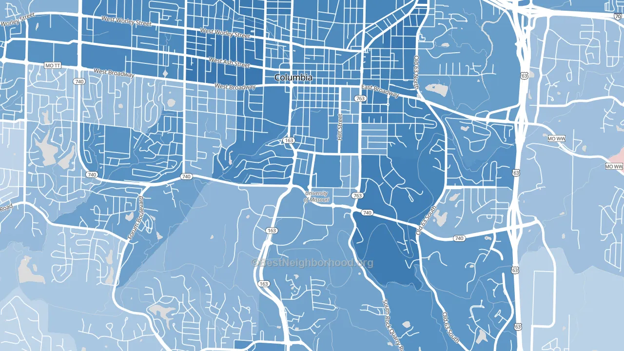65211, MO block-group political-lean map