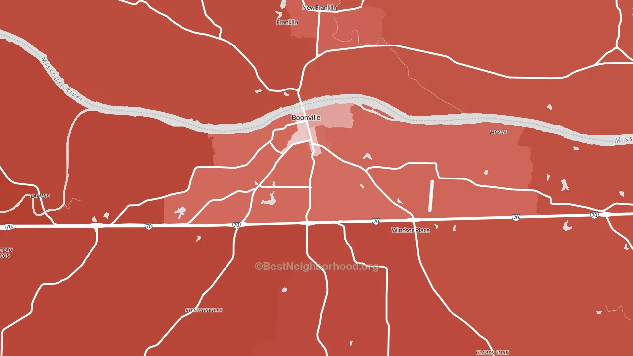 65233, MO block-group political-lean map