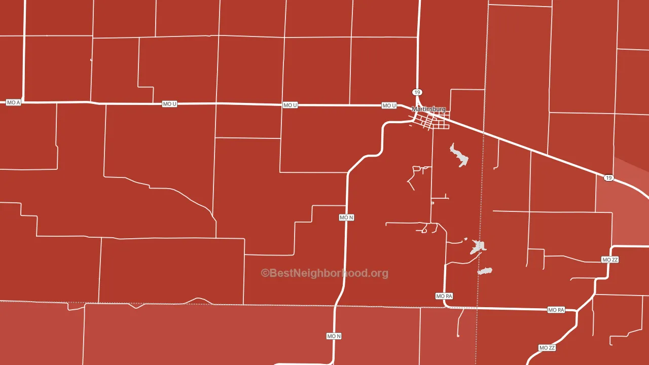65264, MO block-group political-lean map
