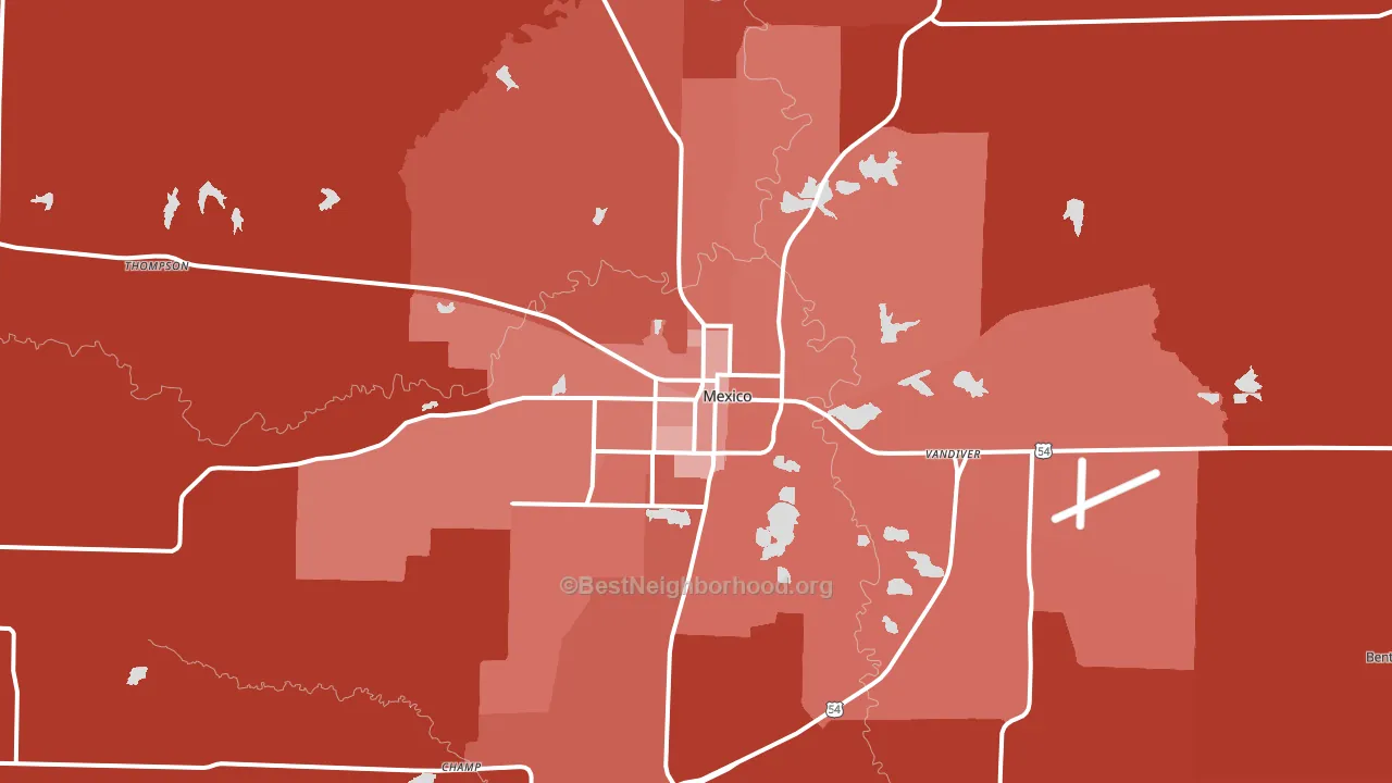 65265, MO block-group political-lean map