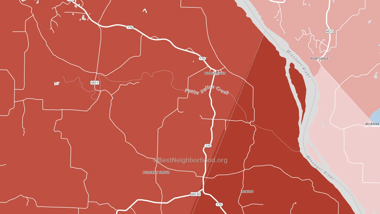65287, MO block-group political-lean map