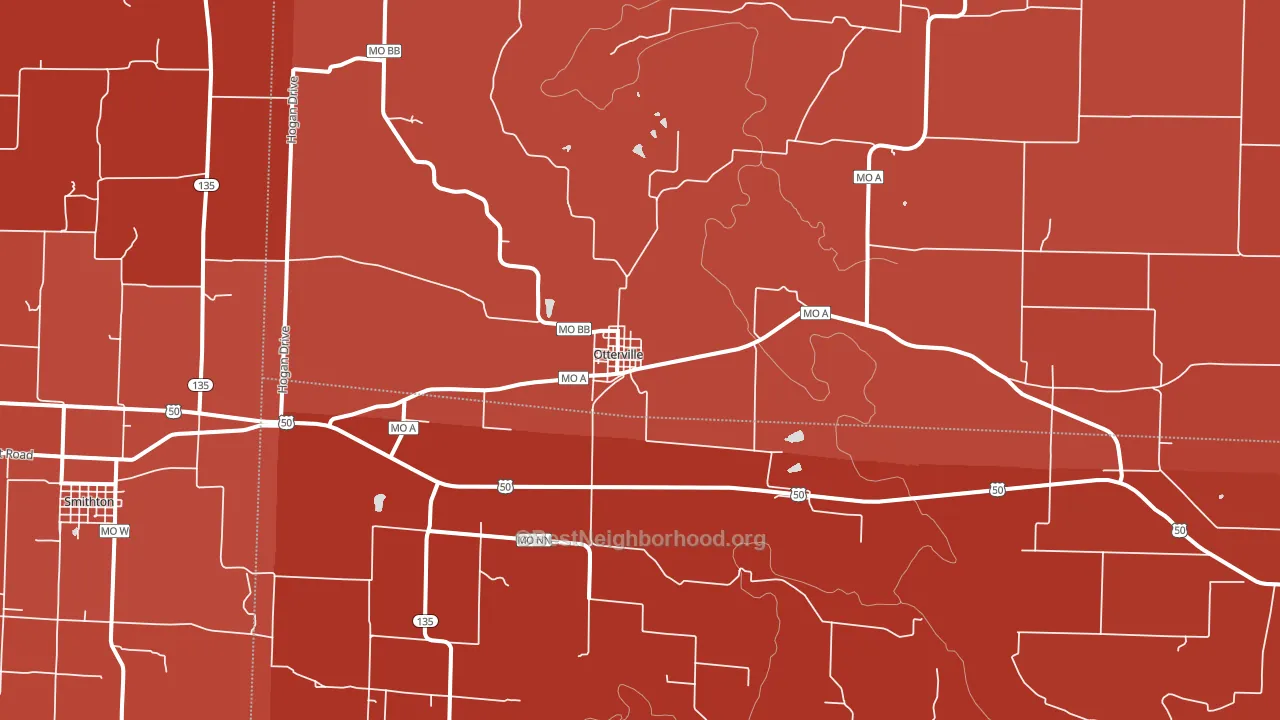 65348, MO block-group political-lean map