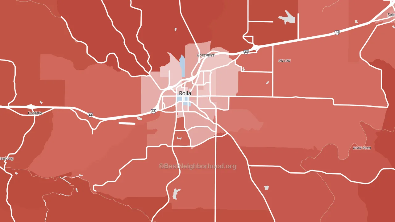 65401, MO block-group political-lean map