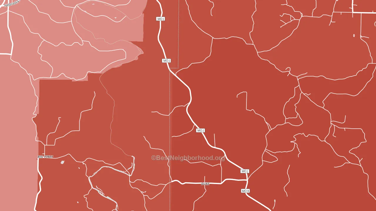 65461, MO block-group political-lean map
