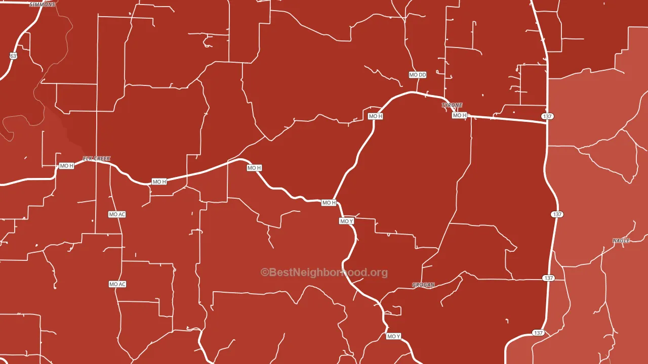 65464, MO block-group political-lean map
