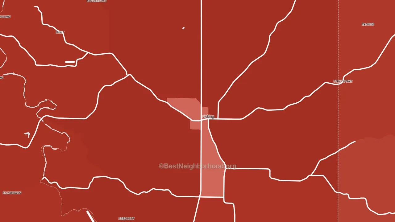 65542, MO block-group political-lean map