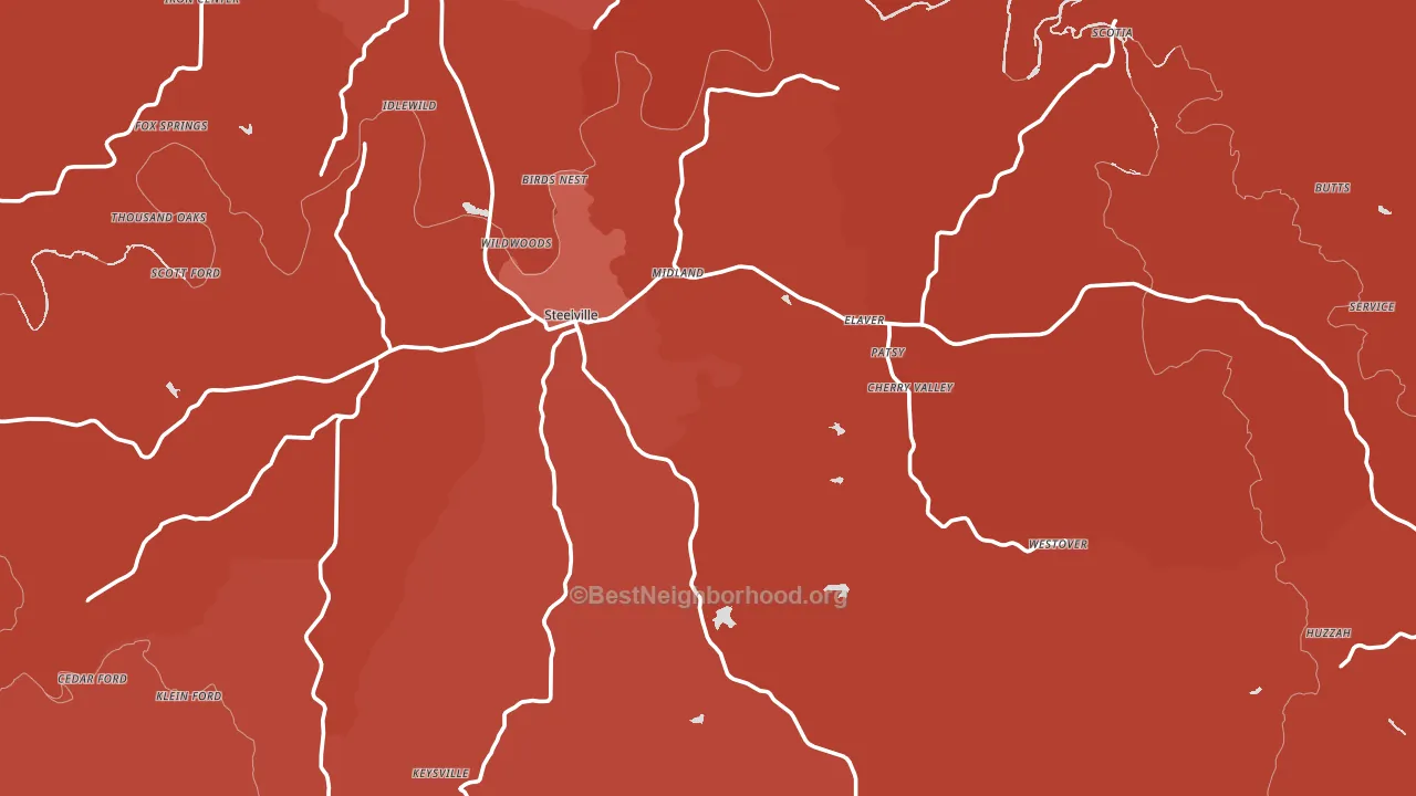 65565, MO block-group political-lean map