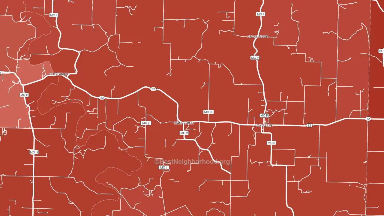 65590, MO block-group political-lean map