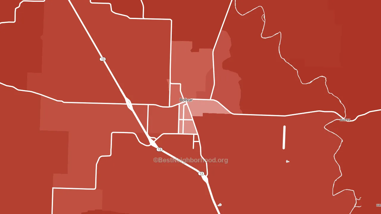 65613, MO block-group political-lean map