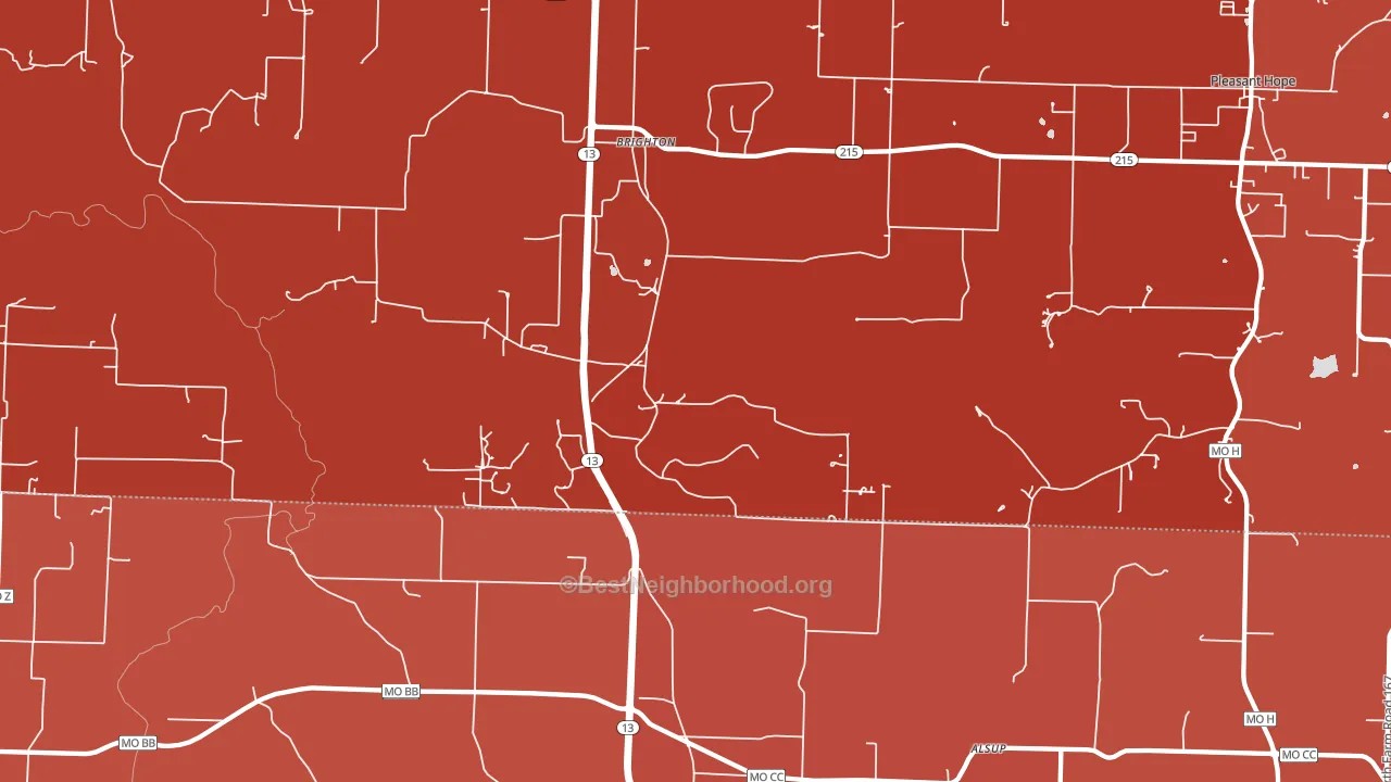 65617, MO block-group political-lean map