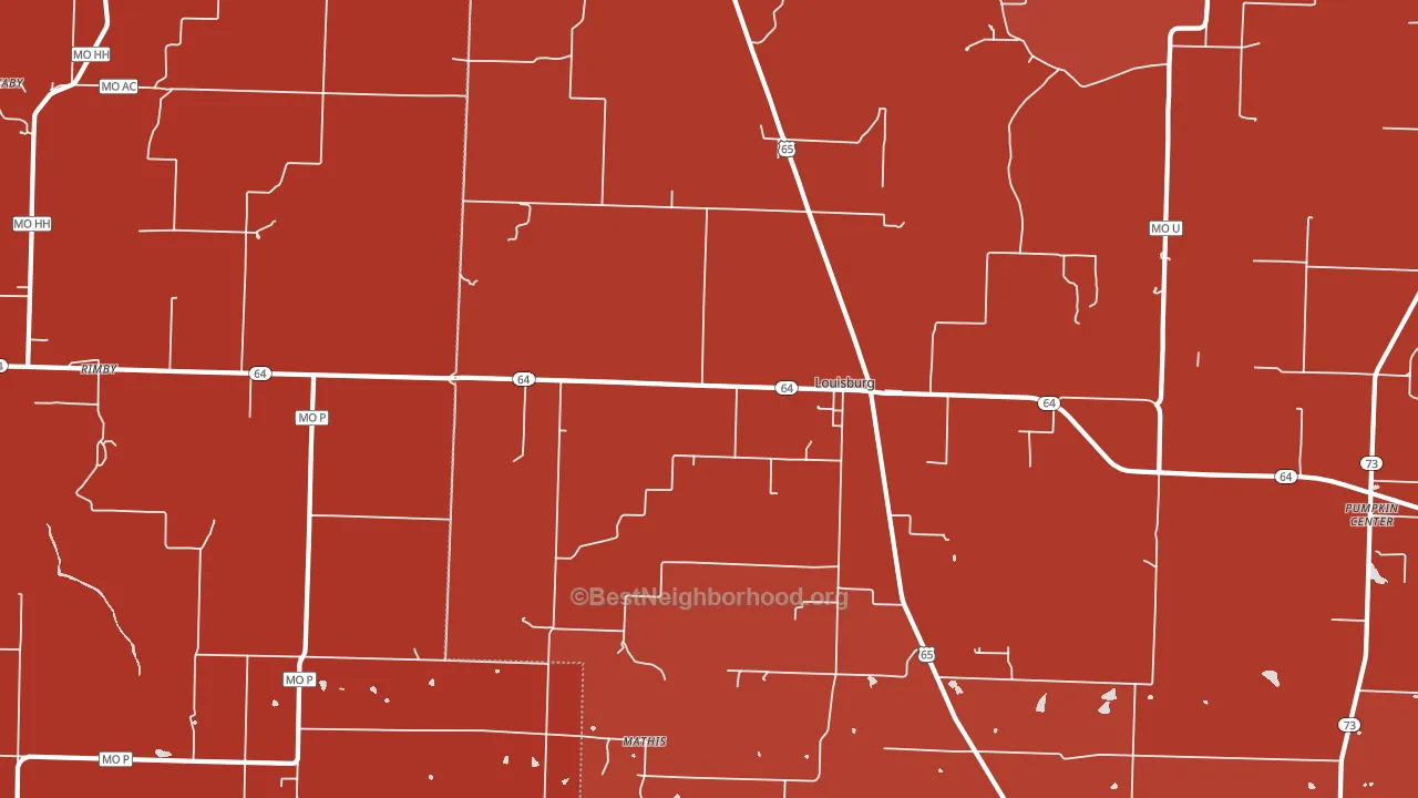 65685, MO block-group political-lean map