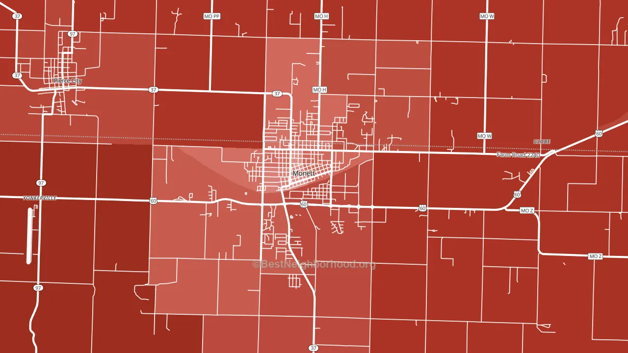 65708, MO block-group political-lean map