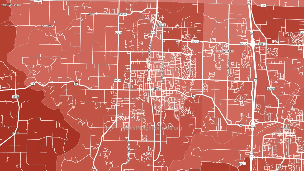 65714, MO block-group political-lean map