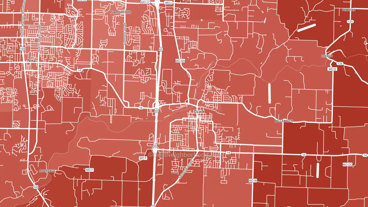 65721, MO block-group political-lean map