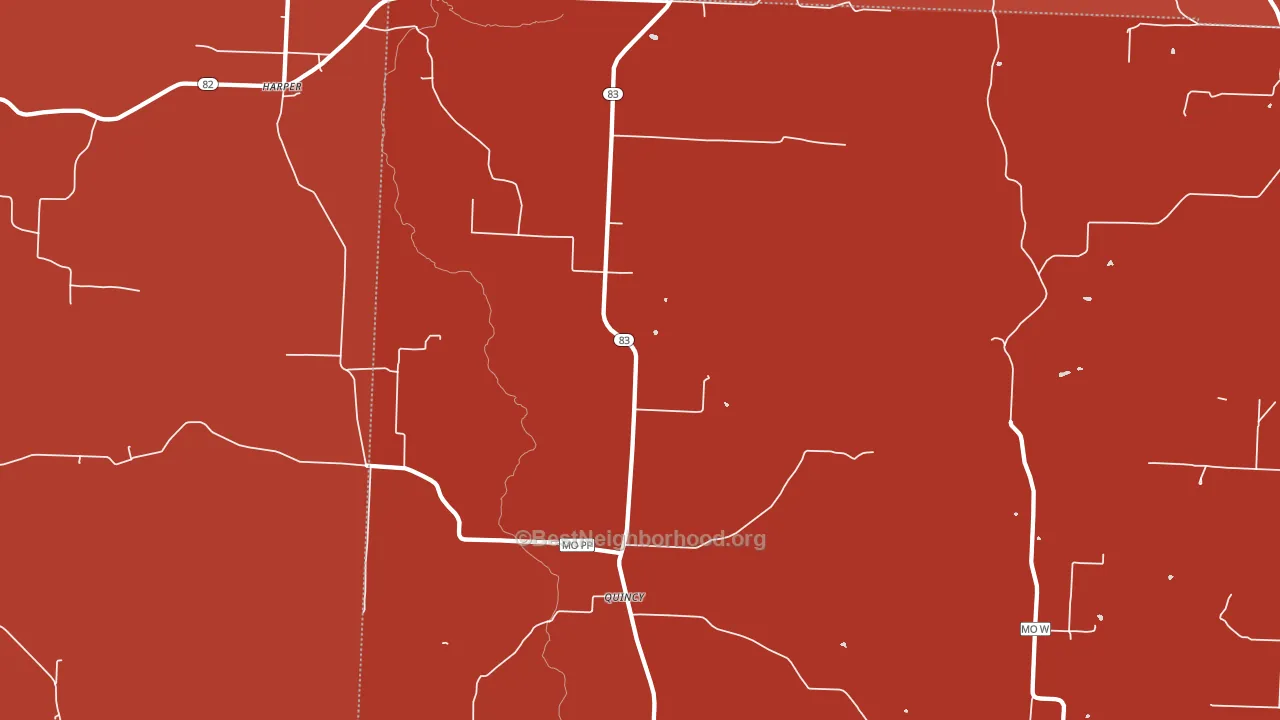 65735, MO block-group political-lean map