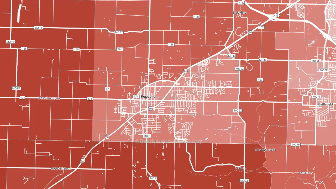 65738, MO block-group political-lean map