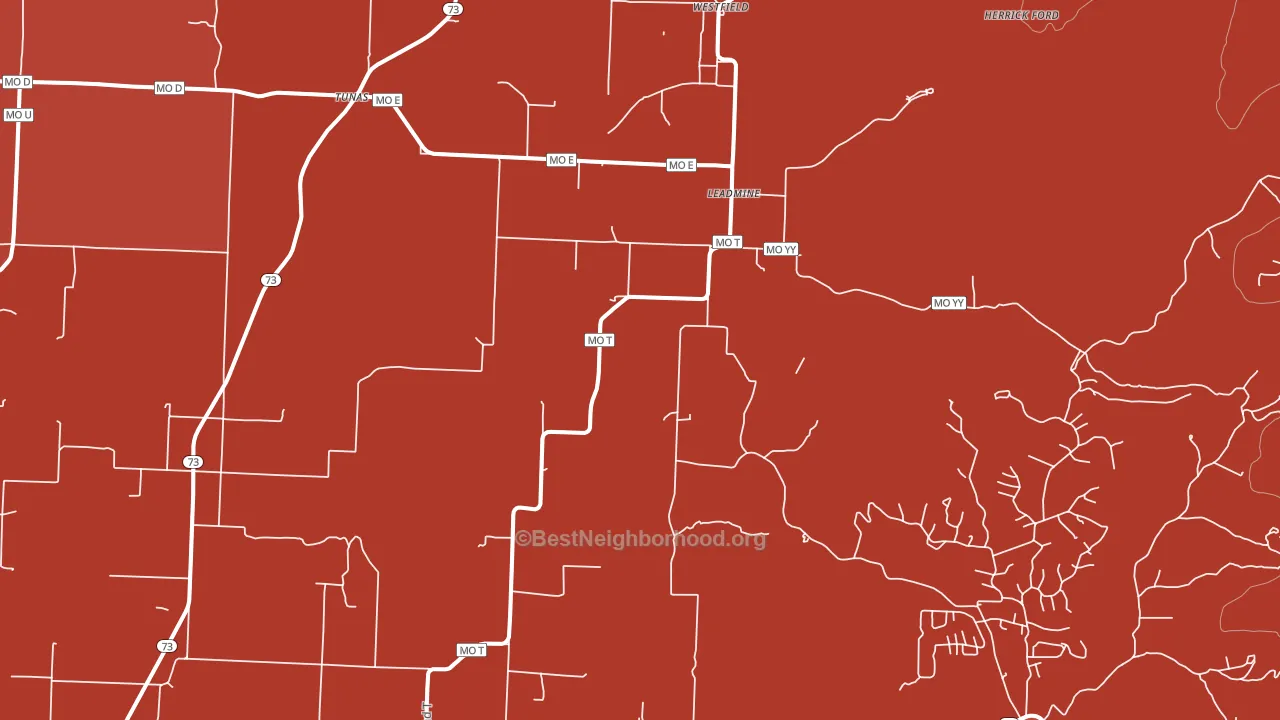 65764, MO block-group political-lean map