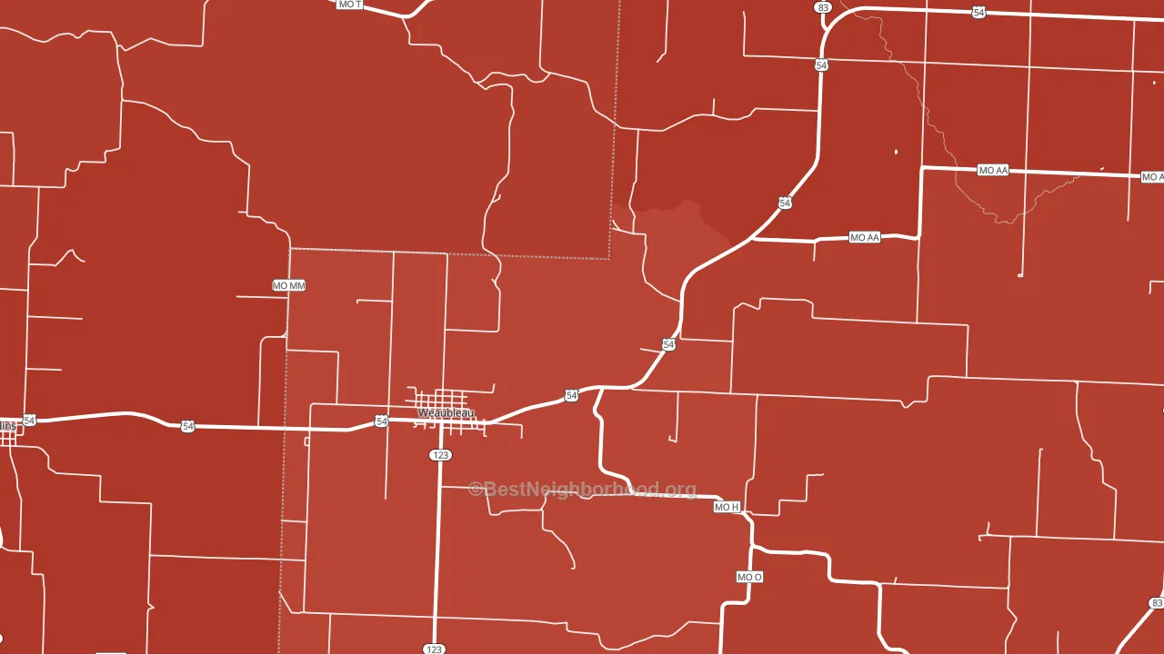 65774, MO block-group political-lean map