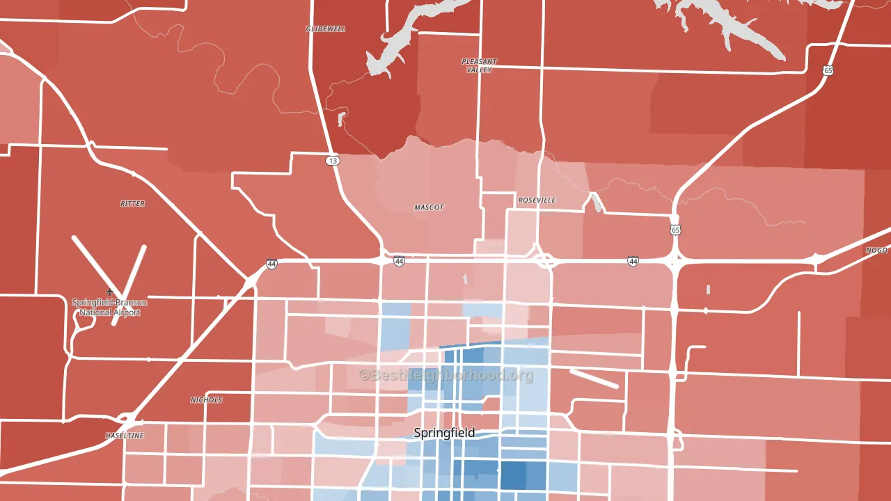 65803, MO block-group political-lean map
